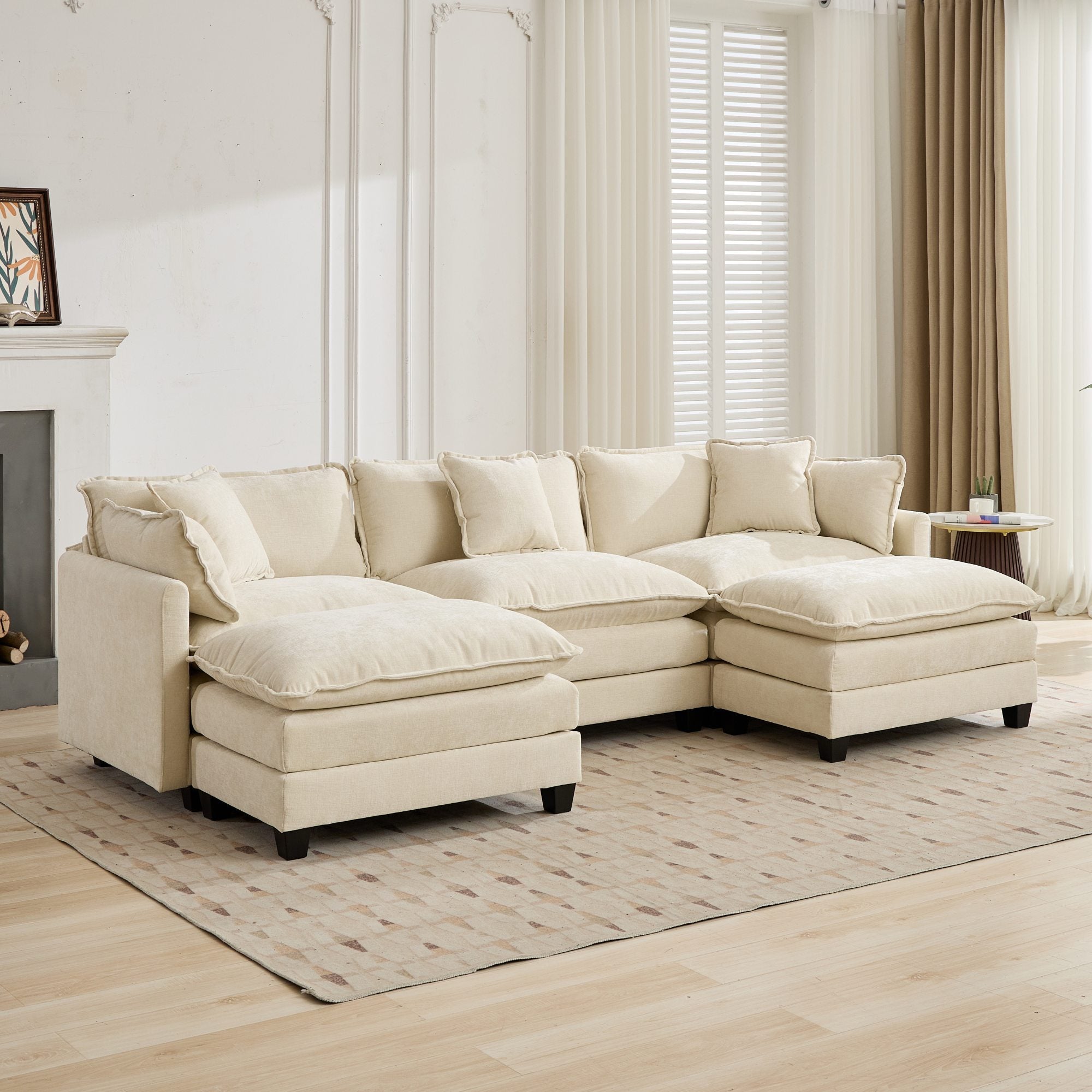Cloud 3 Seat Sofa in Beige Chenille