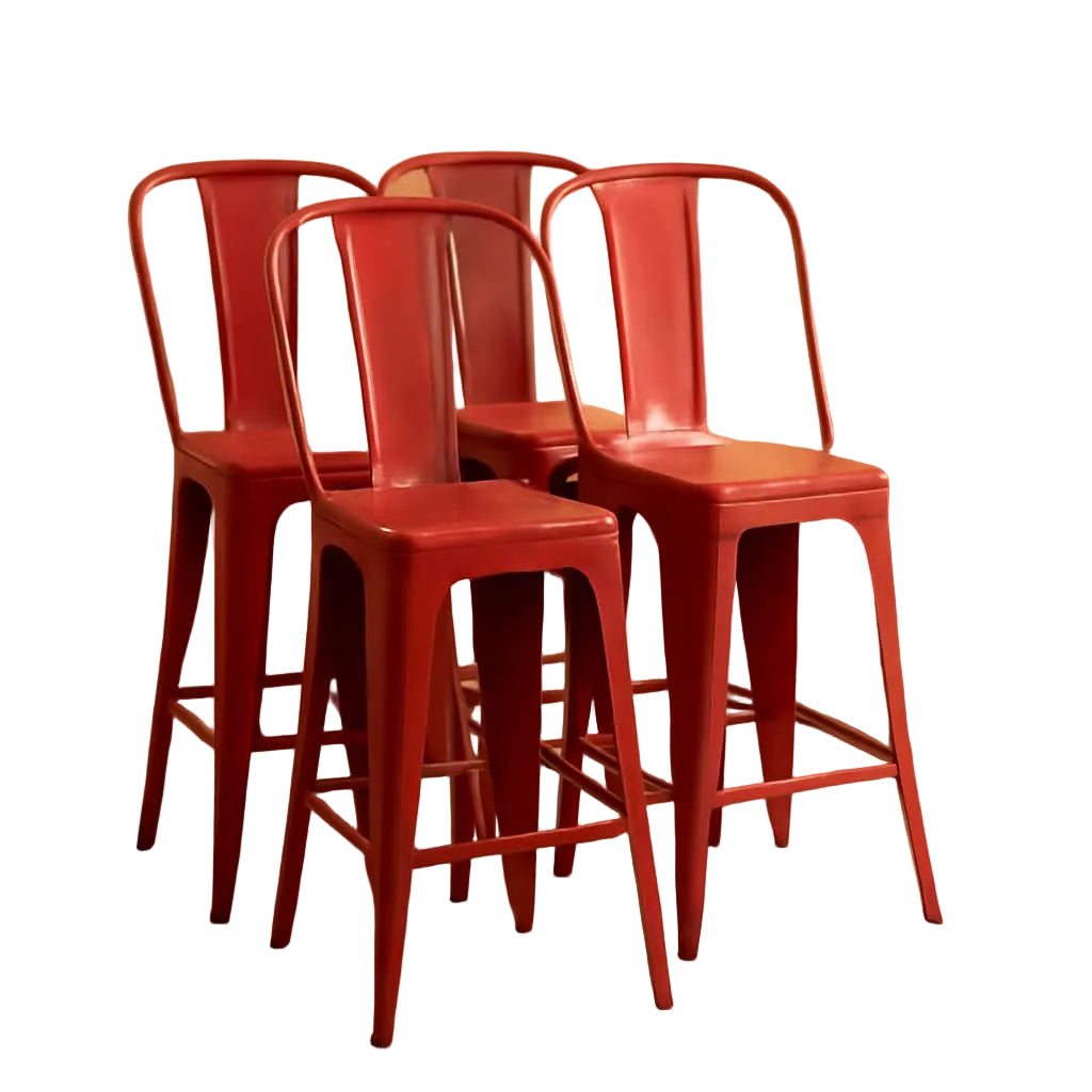 Set of 4 24 Inch Indoor/Outdoor Stackable Metal Bar Stools - Red