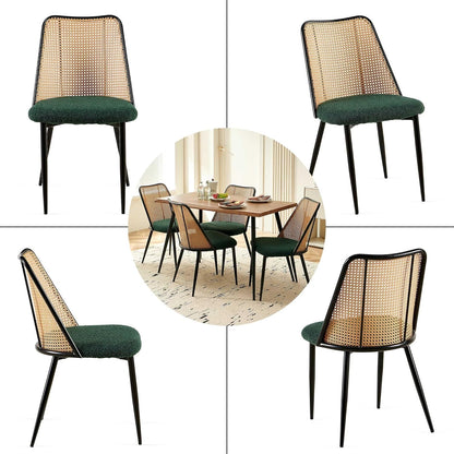 Walnut Finish Raw Edge 47" Dining Set - Green