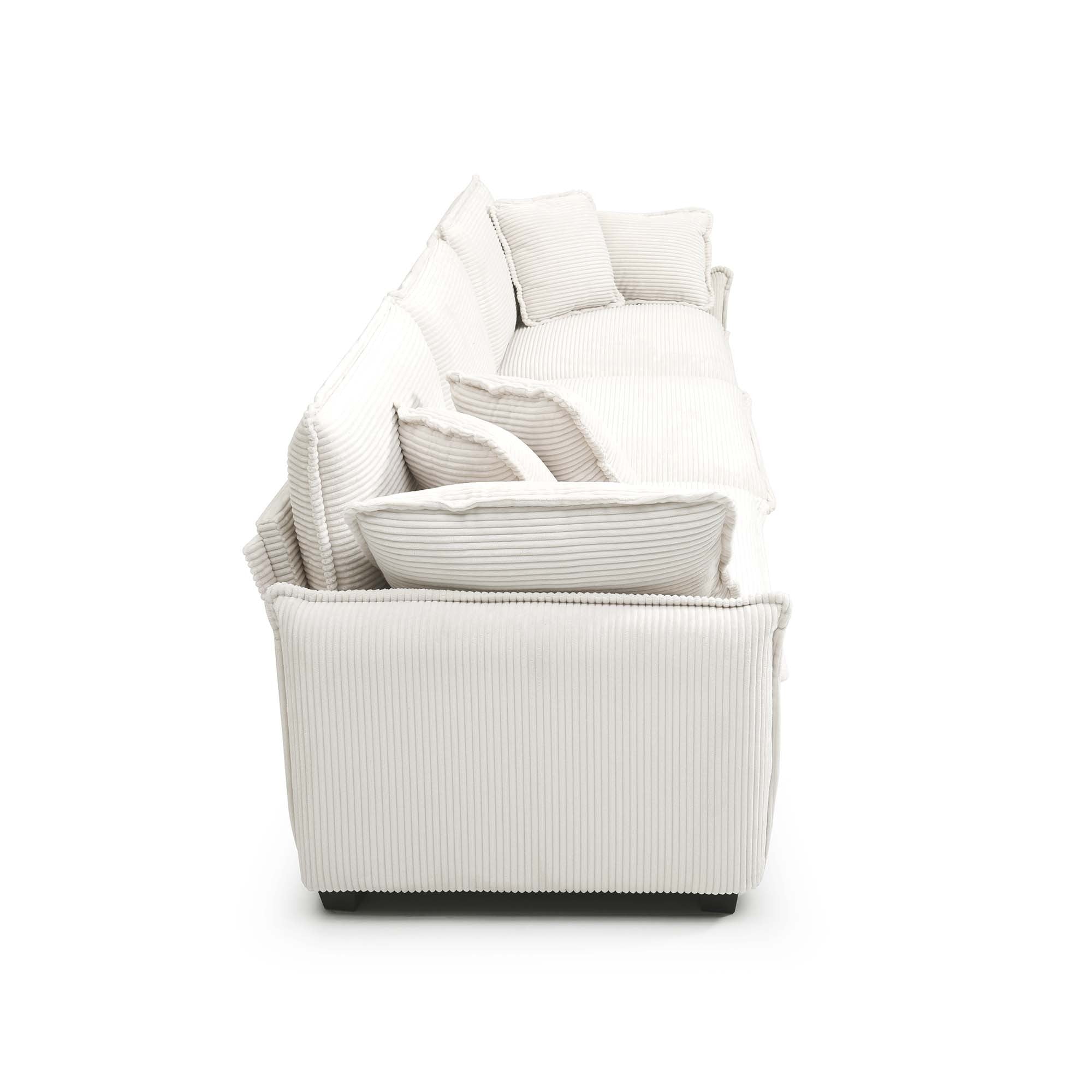 Modern 3 Piece Deep Seat Sofa Set - Beige Corduroy