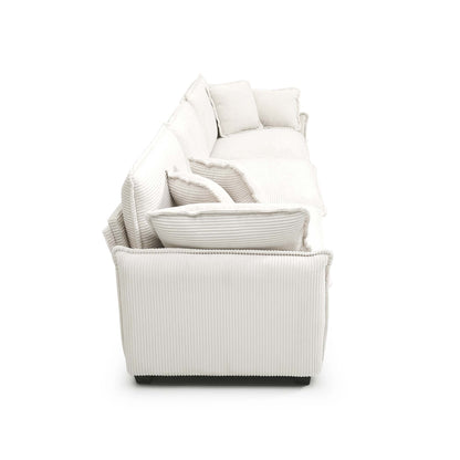 Modern 3 Piece Deep Seat Sofa Set - Beige Corduroy