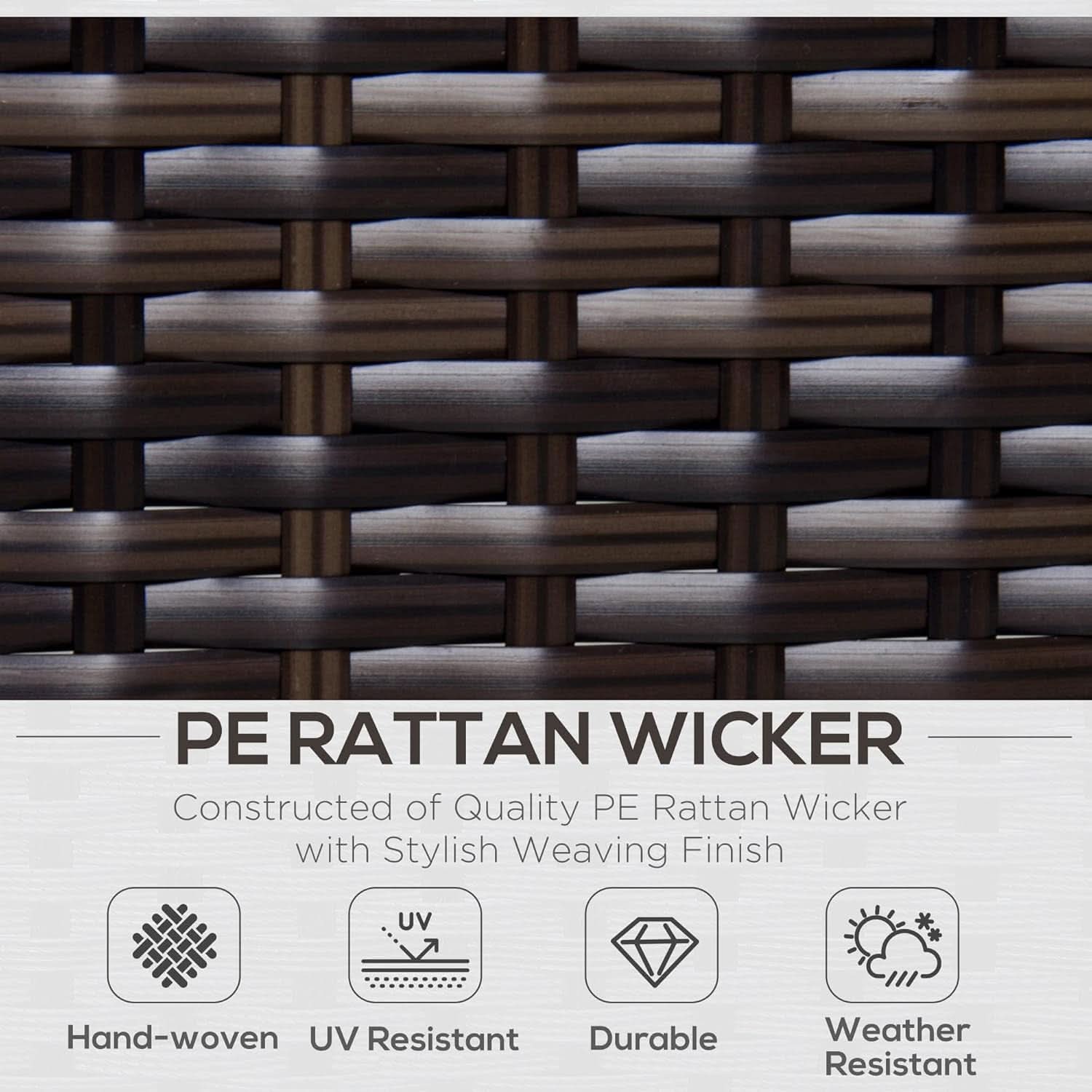 6 Piece Wicker Modular Sectional Set with Ottoman - Espresso/Cream