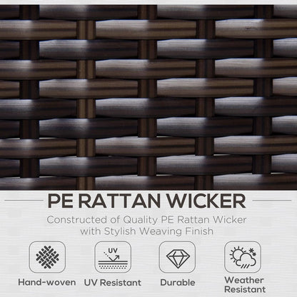 6 Piece Wicker Modular Sectional Set with Ottoman - Espresso/Cream