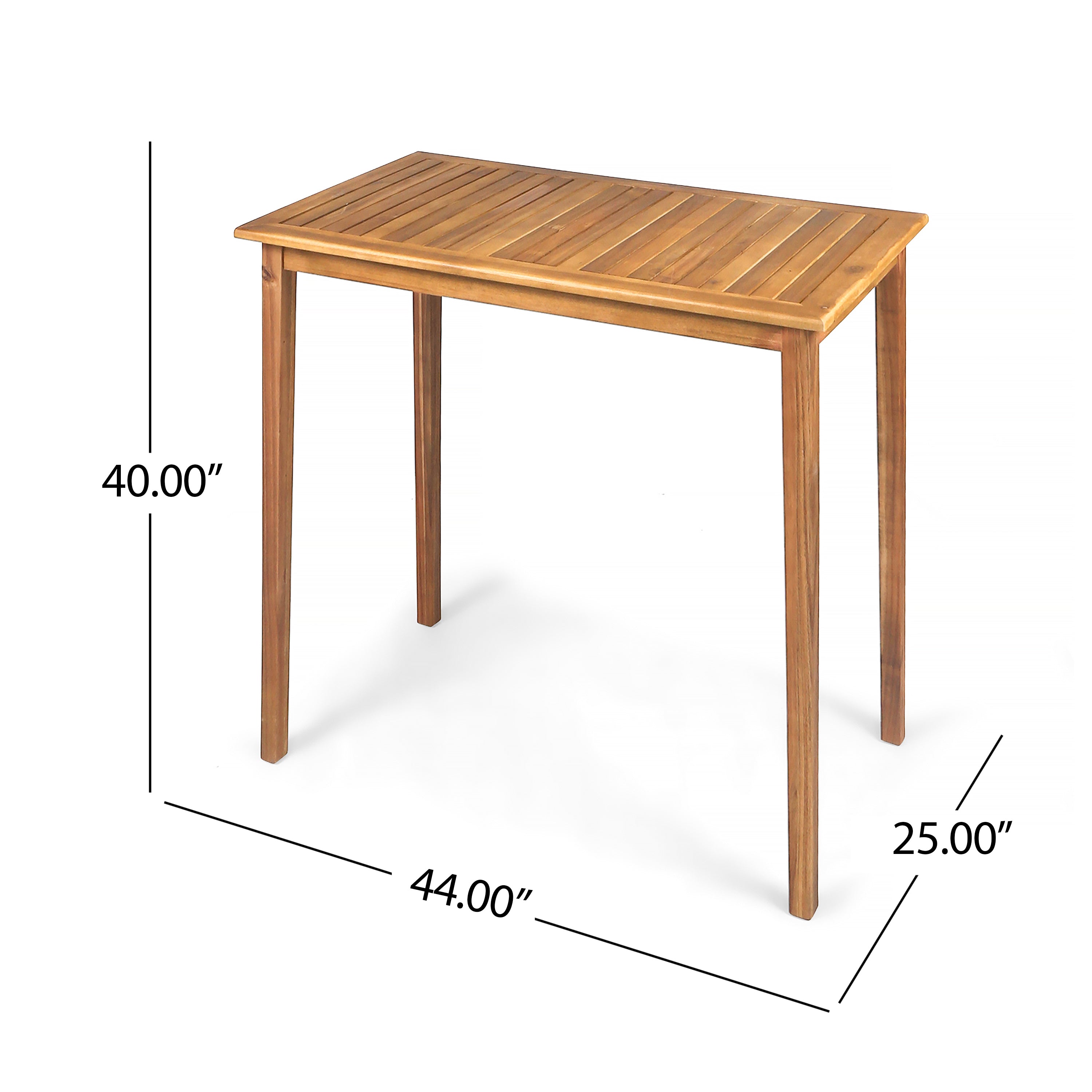 Outdoor Acacia Wood Rectangle Bar Table