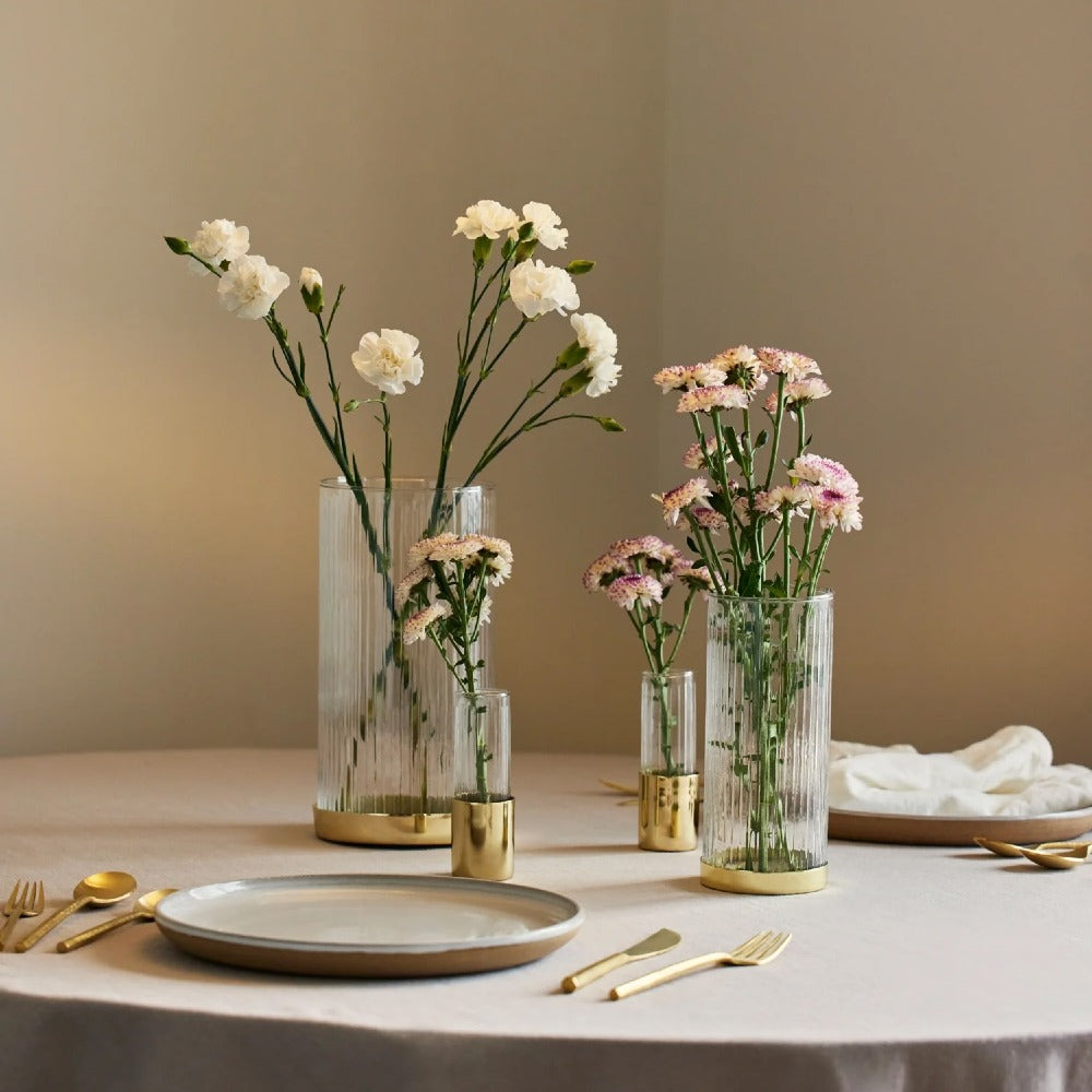 Fluted Glass Bud Vases - Set of 4