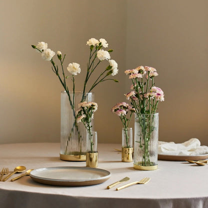 Fluted Glass Bud Vases - Set of 4