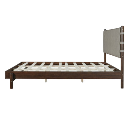 Modern King Bed Frame Set with 2 Nightstands - Gray/Walnut