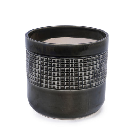 Set of 3 Black Grid Design Flower Pots