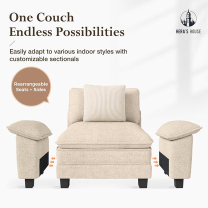 Chenille Modular Sectional Sofa in Beige