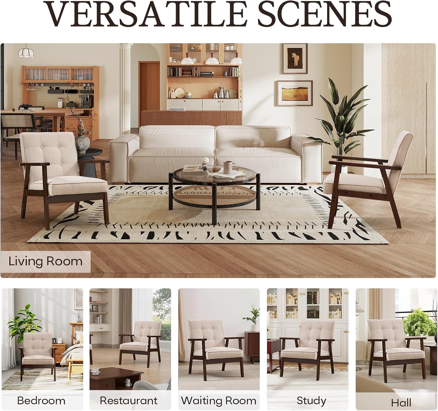 Mid-Century Fabric Upholstered Armchairs - Set Of Two
