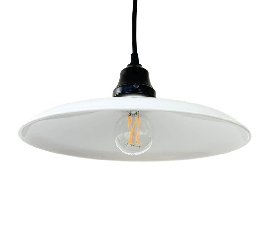 White Enamel Barn Pendant Light – Farmhouse Industrial Ceiling Fixture