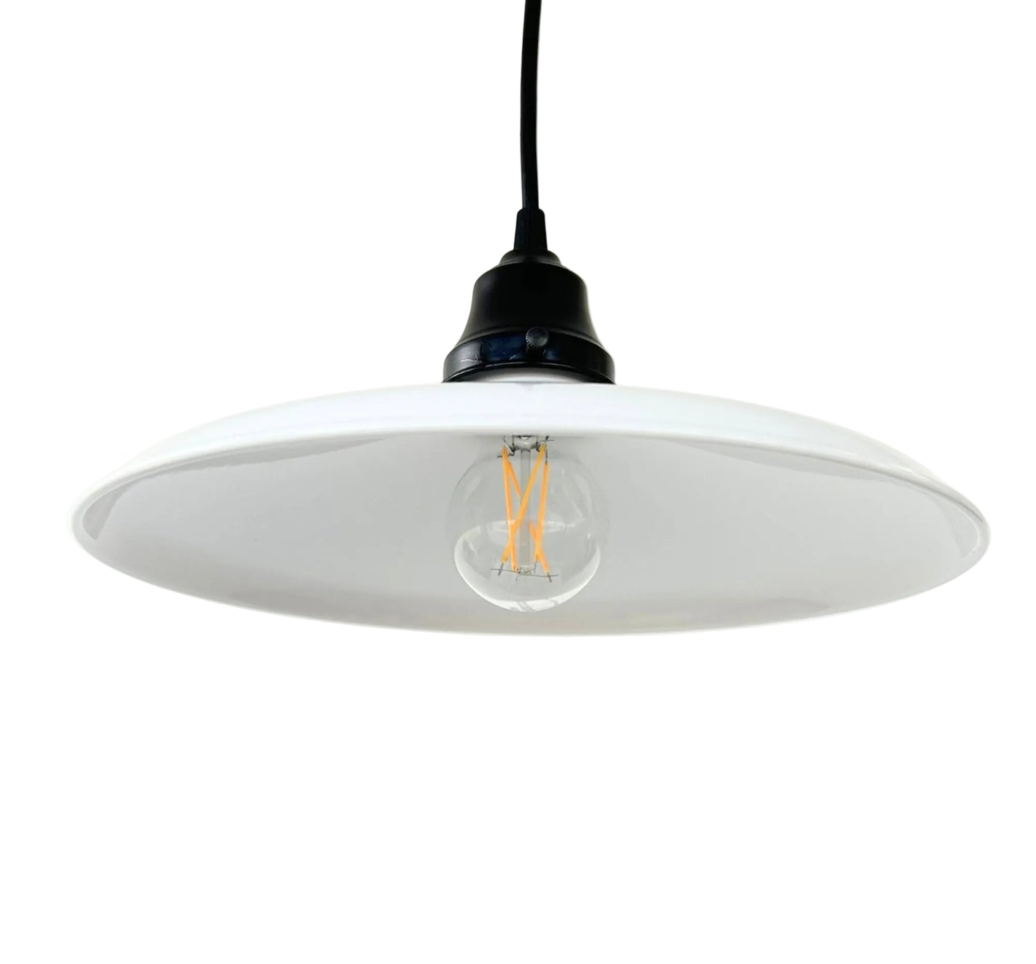 White Enamel Barn Pendant Light – Farmhouse Industrial Ceiling Fixture
