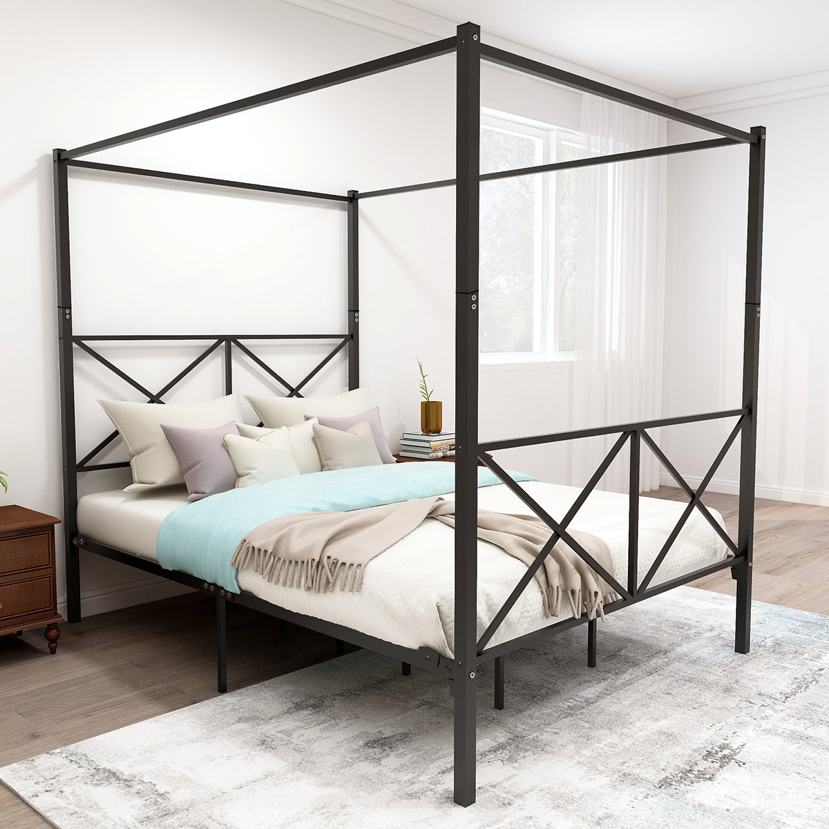 Metal Canope Bed Frame - Queen