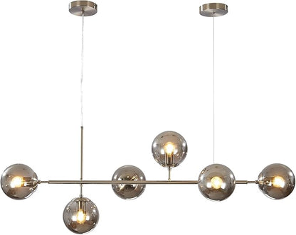 Mid-Century Glass Globe Sputnik Pendant Lamp - Silver/Smokey Grey