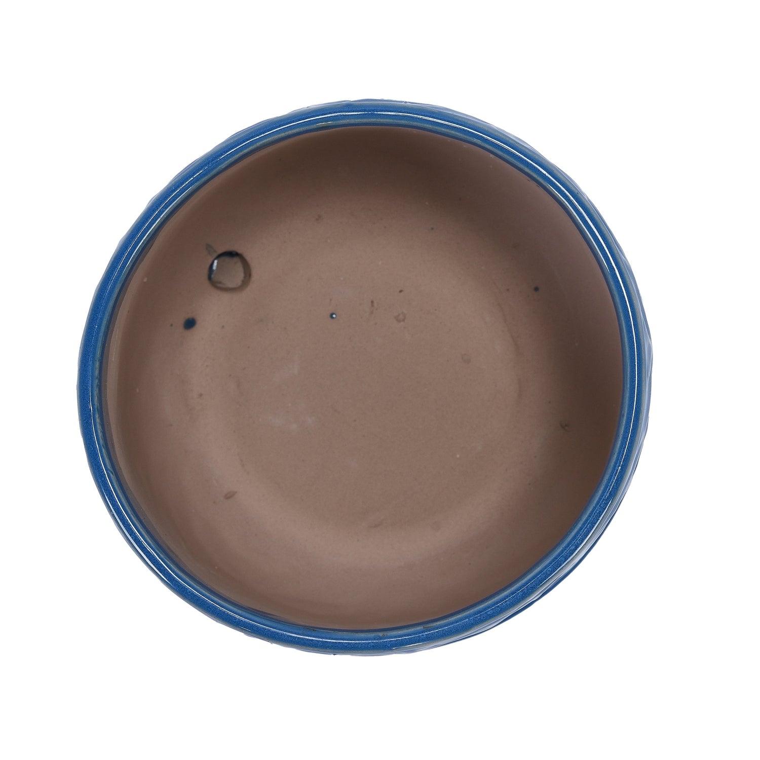 Set of 2 Embossed Ceramic Flowerpots - Blue