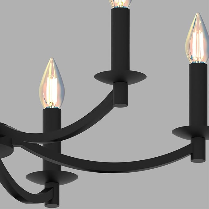 Modern Candelabra Style Round Chandelier - Black