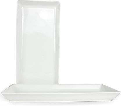 Set of 2 Large Rectangle Serving Trays - White