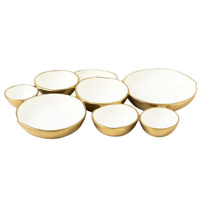 Cluster of 9 Round Serving Bowls