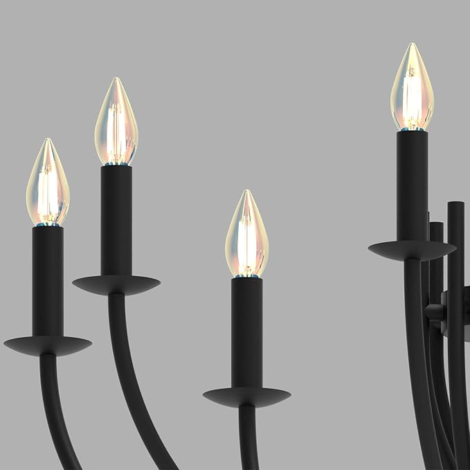 Large Black Candelabra Chandelier - 8 Lights