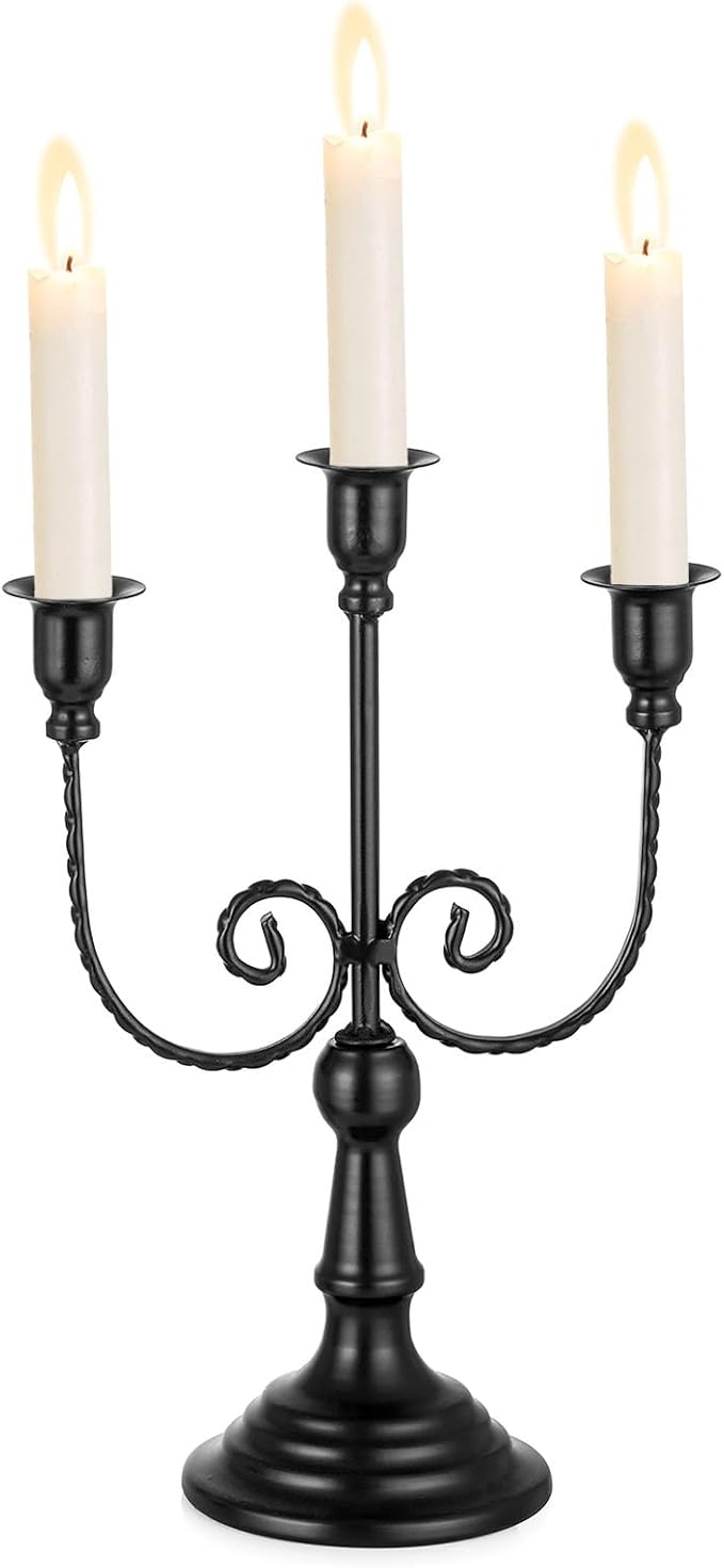 3-Arm Black Metal Halloween Candelabra
