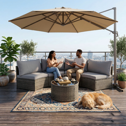 Curved Rattan Outdoor Conversation Set