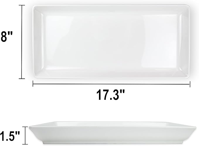 Set of 2 Large Rectangle Serving Trays - White