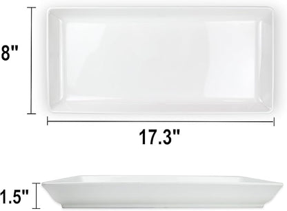 Set of 2 Large Rectangle Serving Trays - White