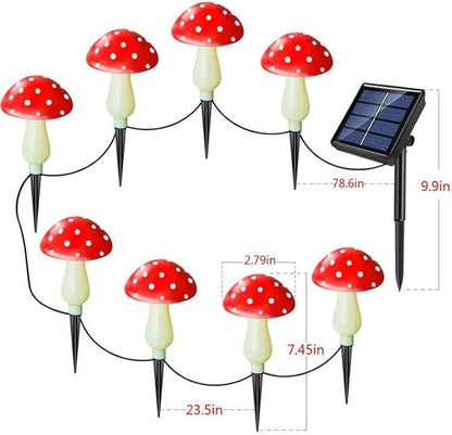 8-Pack Red Mushroom Solar Garden Lights