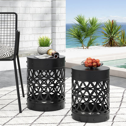 Black Powder Coated Iron End Tables - Set of 2