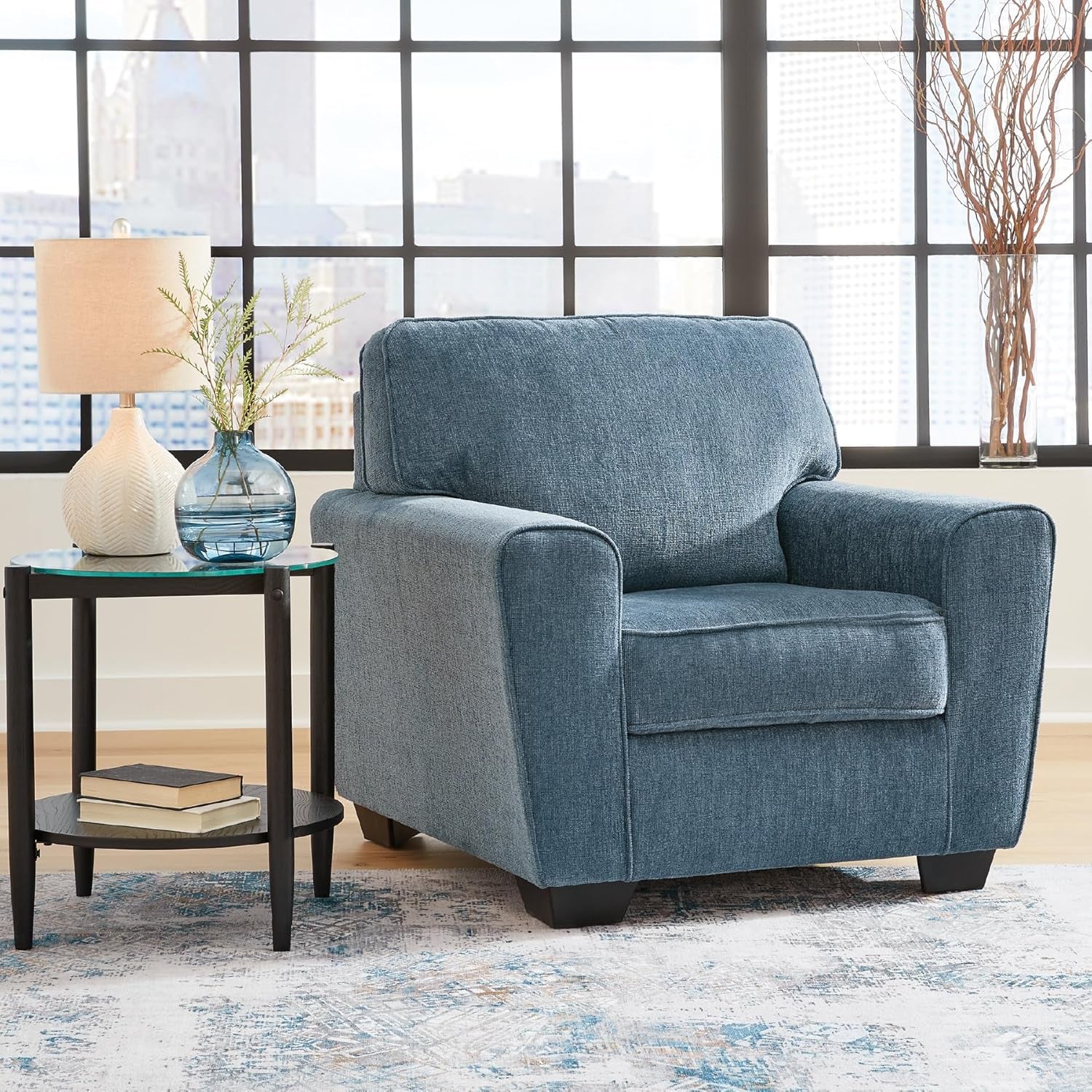 Upholstered Accent Chair In Sky Blue