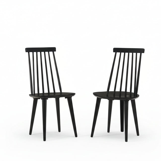 Walnut Hardwood Spindle Back Dining Chairs - 4 pc Set
