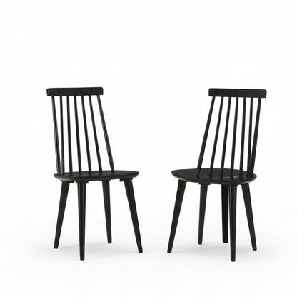 Walnut Hardwood Spindle Back Dining Chairs - 4 pc Set
