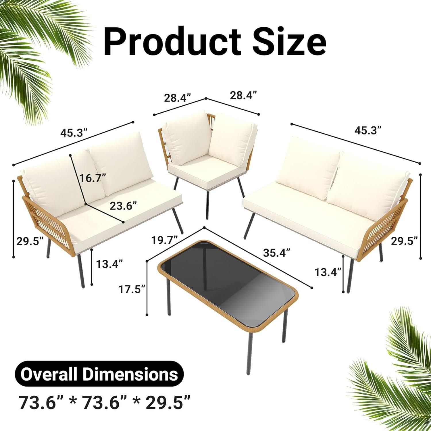 Wicker Patio Furniture Set with Cushions for Outdoors