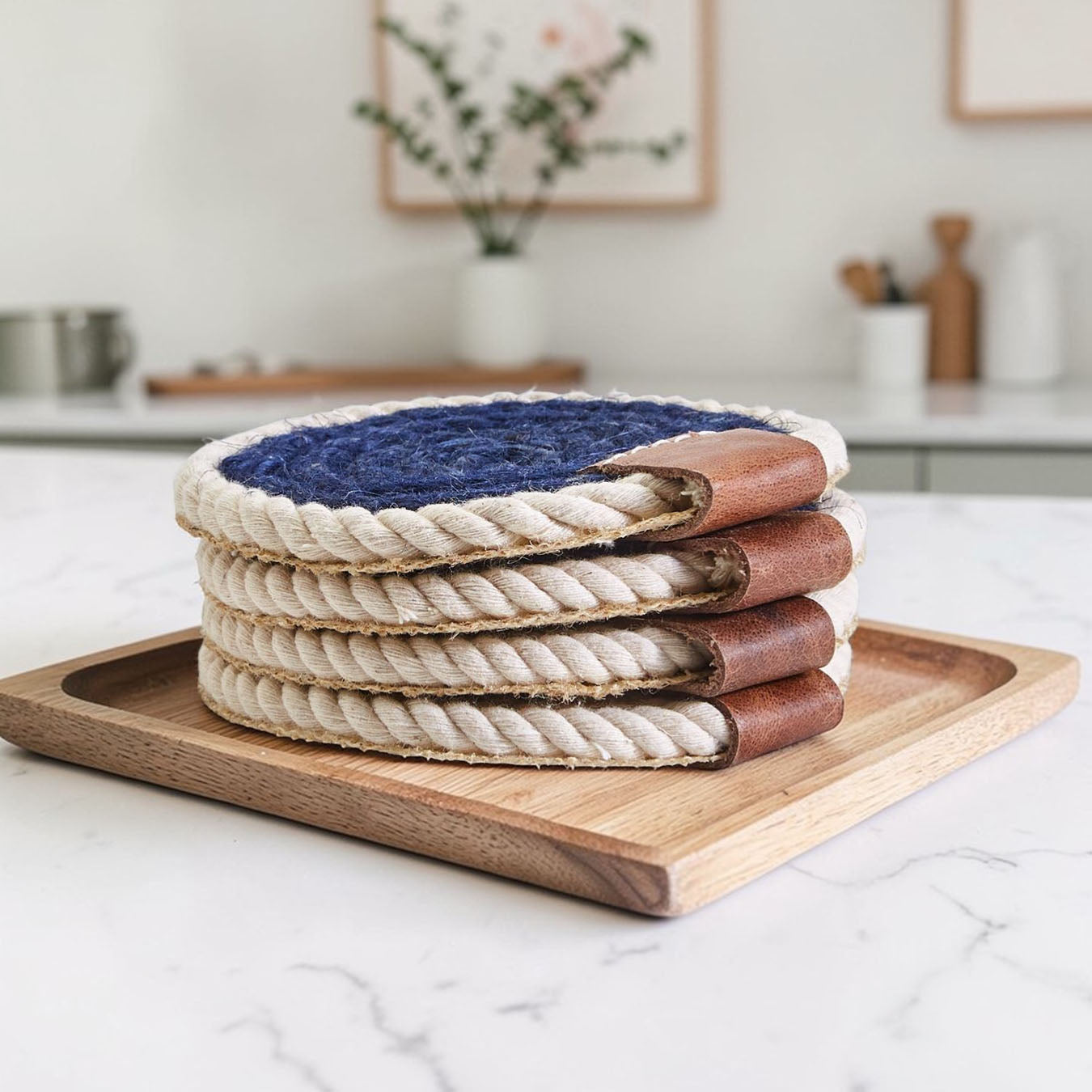 Nautical Rope Braided Coasters - Set of 4
