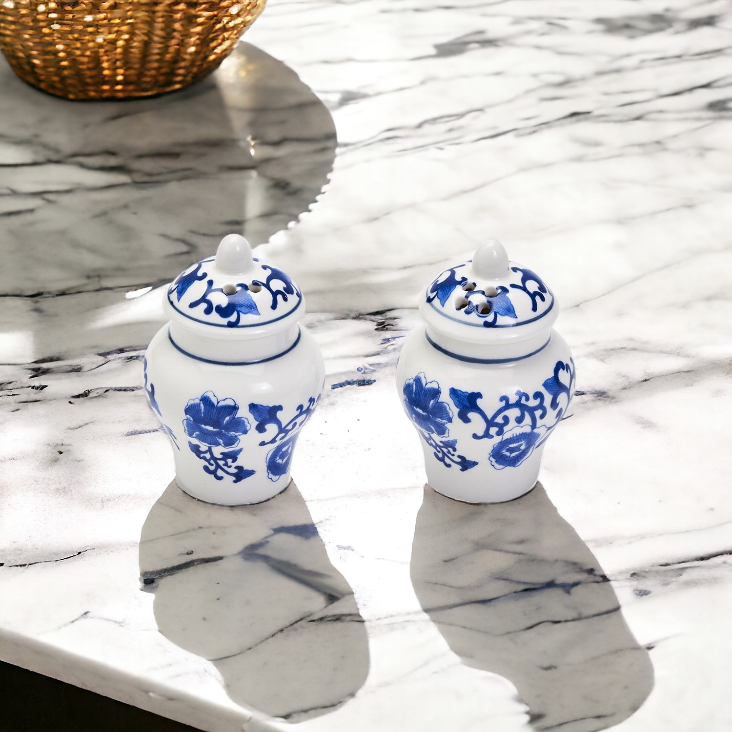 Blue and White Mini Ginger Jar Shakers