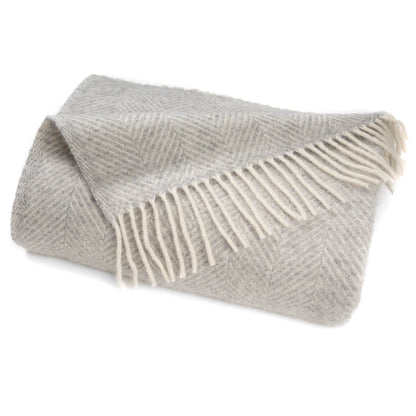 Highland Tweeds Herringbone  Pure New Wool Throw - Silver