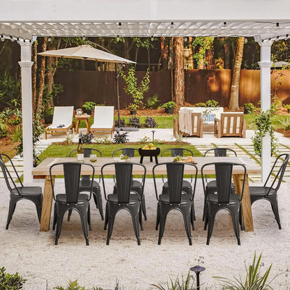 Set Of 4 Stackable Indoor/Outdoor Metal Dining Chairs - Black
