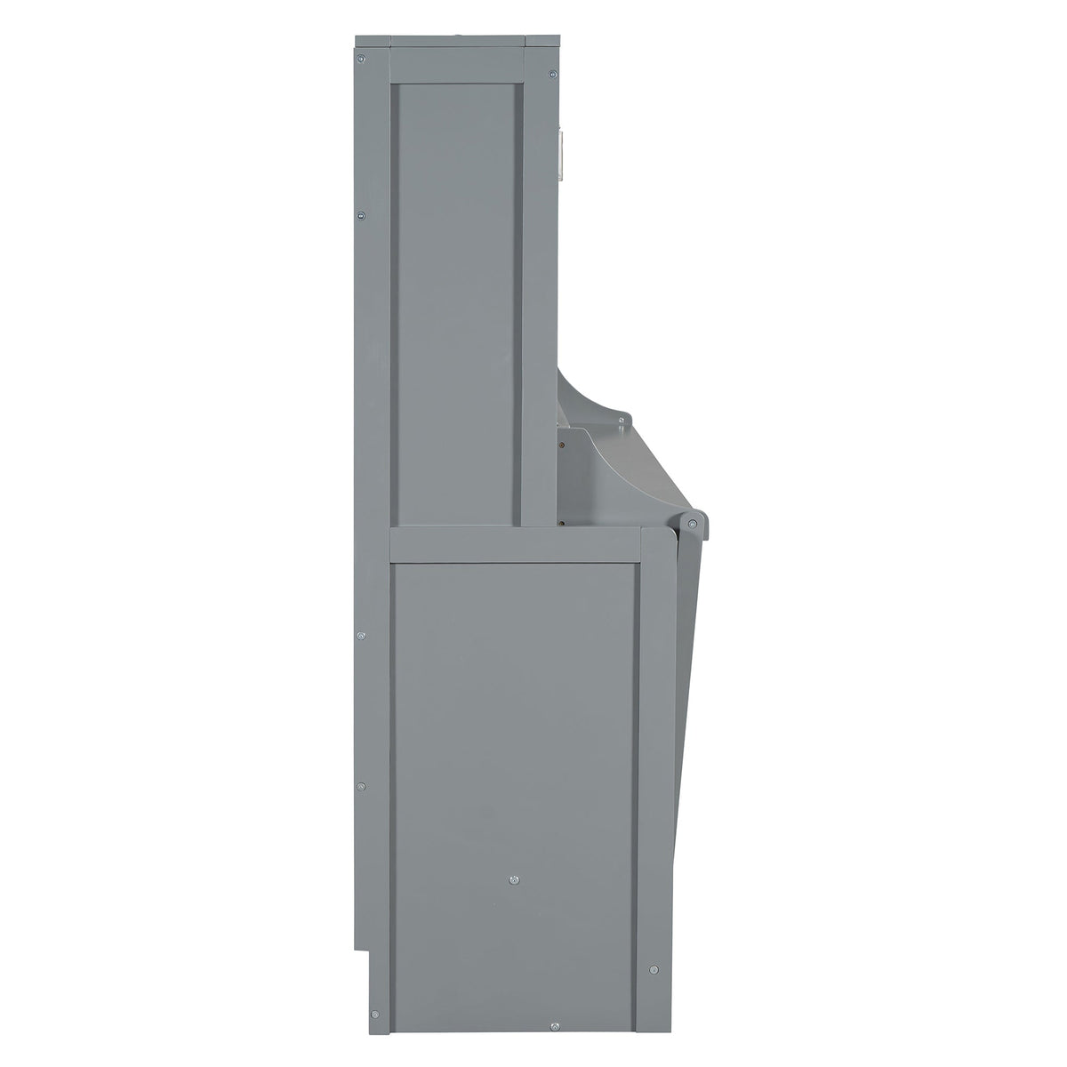 Queen Size Murphy Bed with Hydraulic Lift &amp; Desk Design - Gray