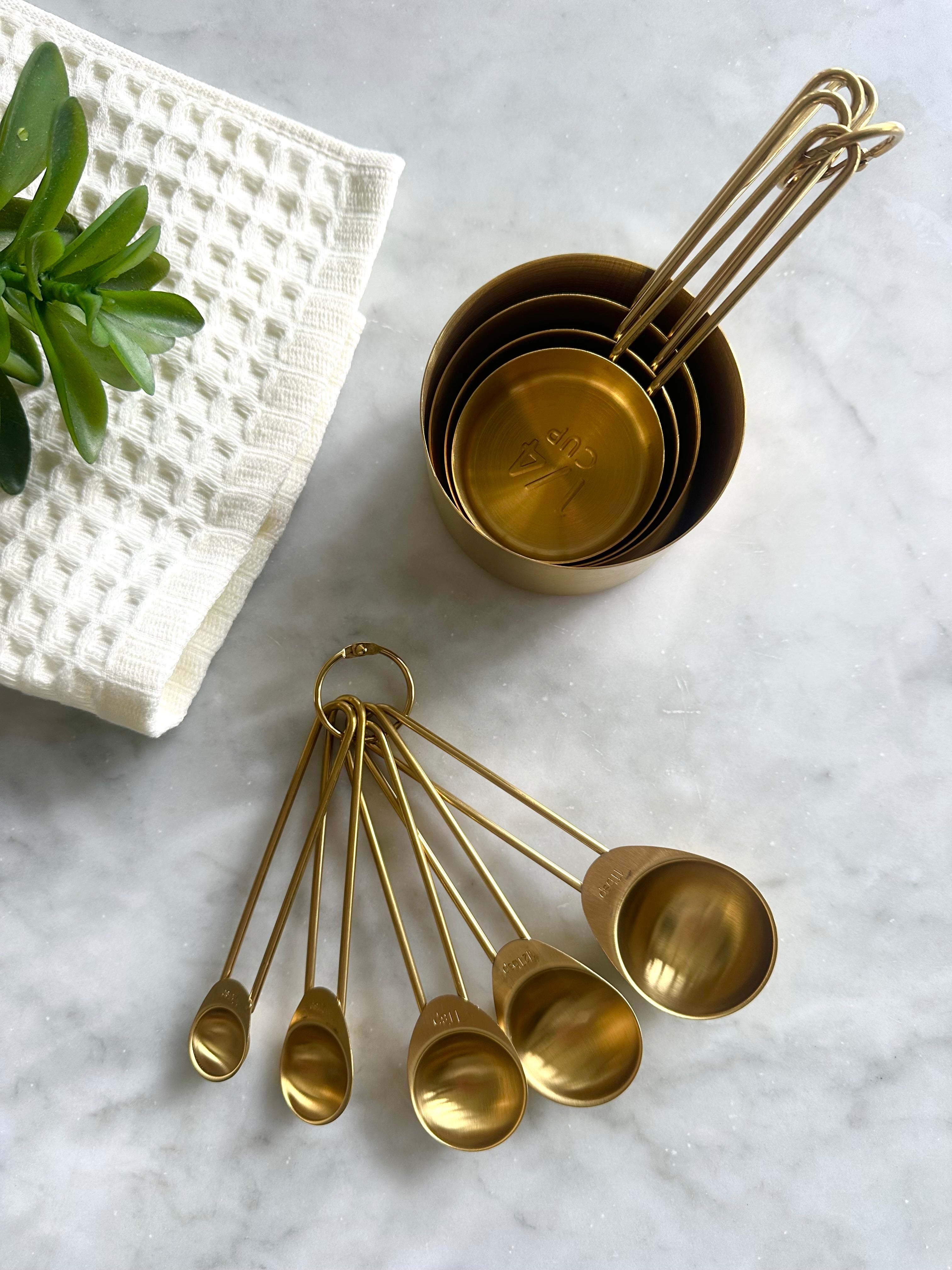 Solid Gold Measuring Cups &amp; Spoons, Set of 9