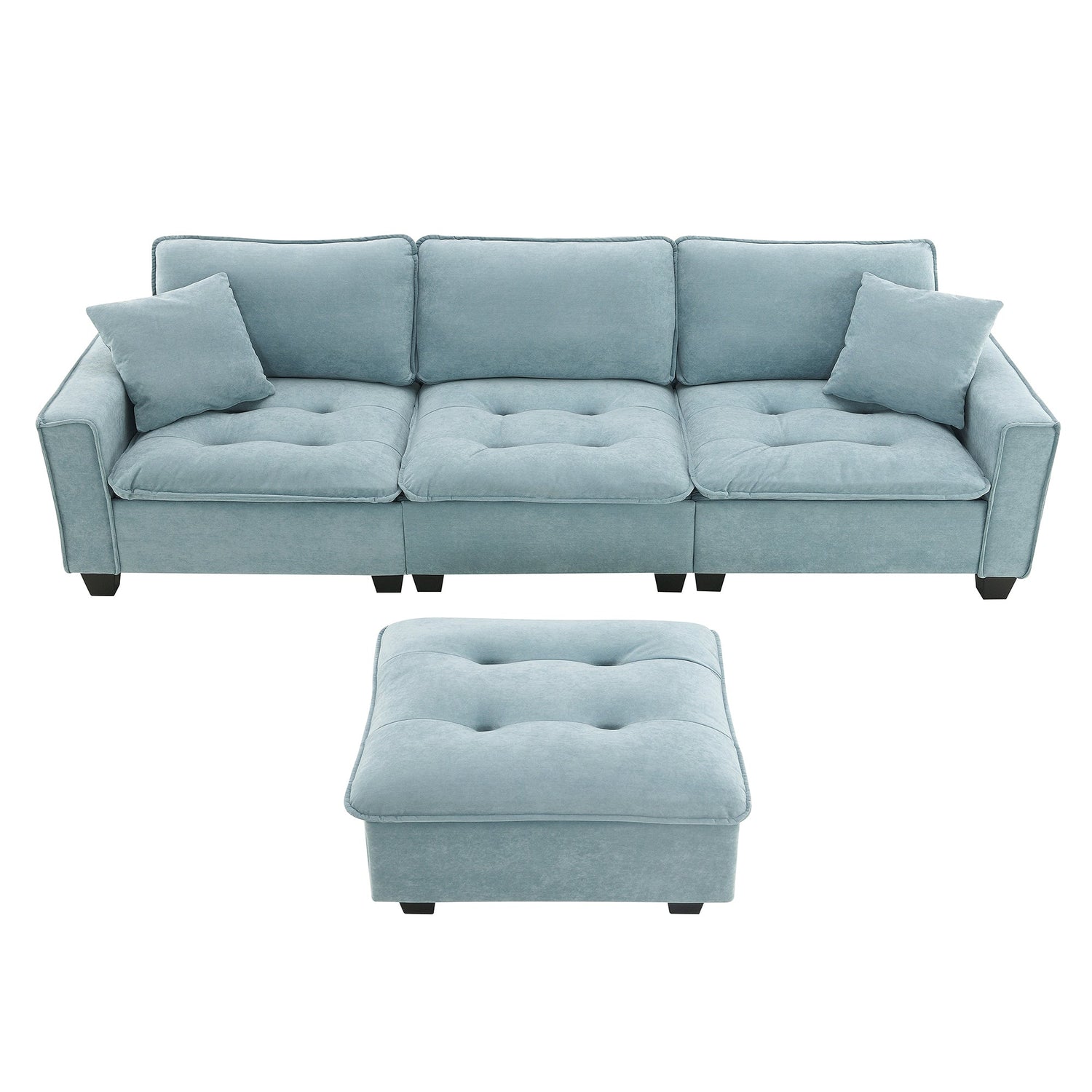 Modern Reversible Sofa Sectional in Sky Blue