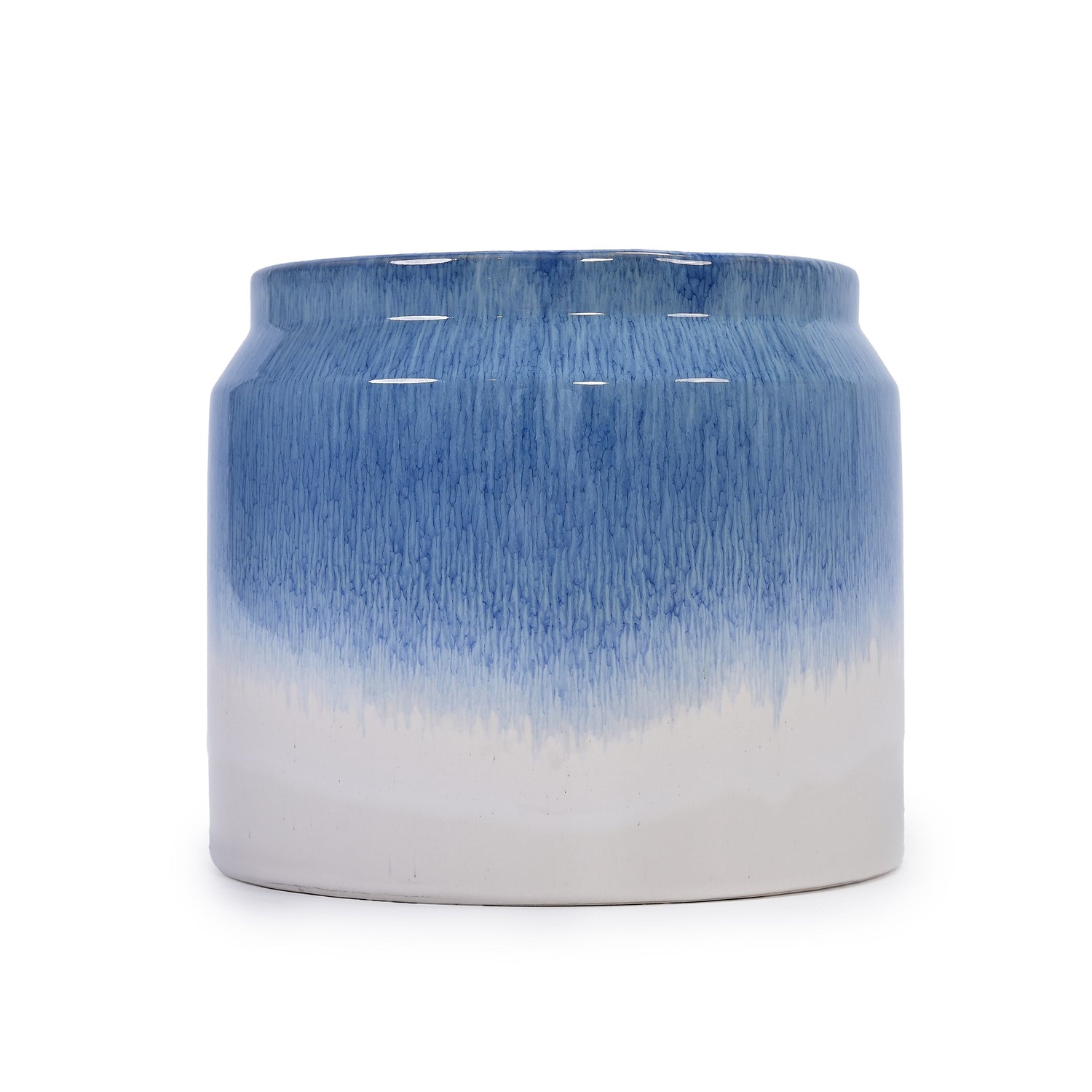 Set of 2 Gradient Ceramic Flowerpots - White/Blue
