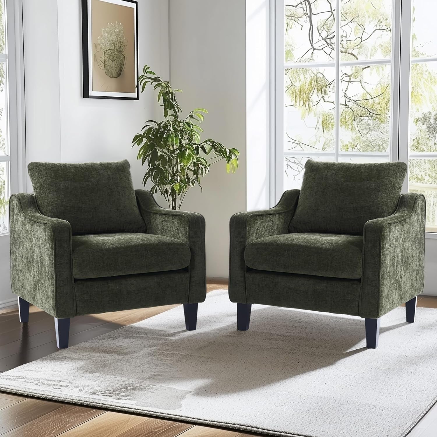 Green Chenille Armchair