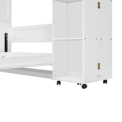 Queen Murphy Bed with Storage Doors - White