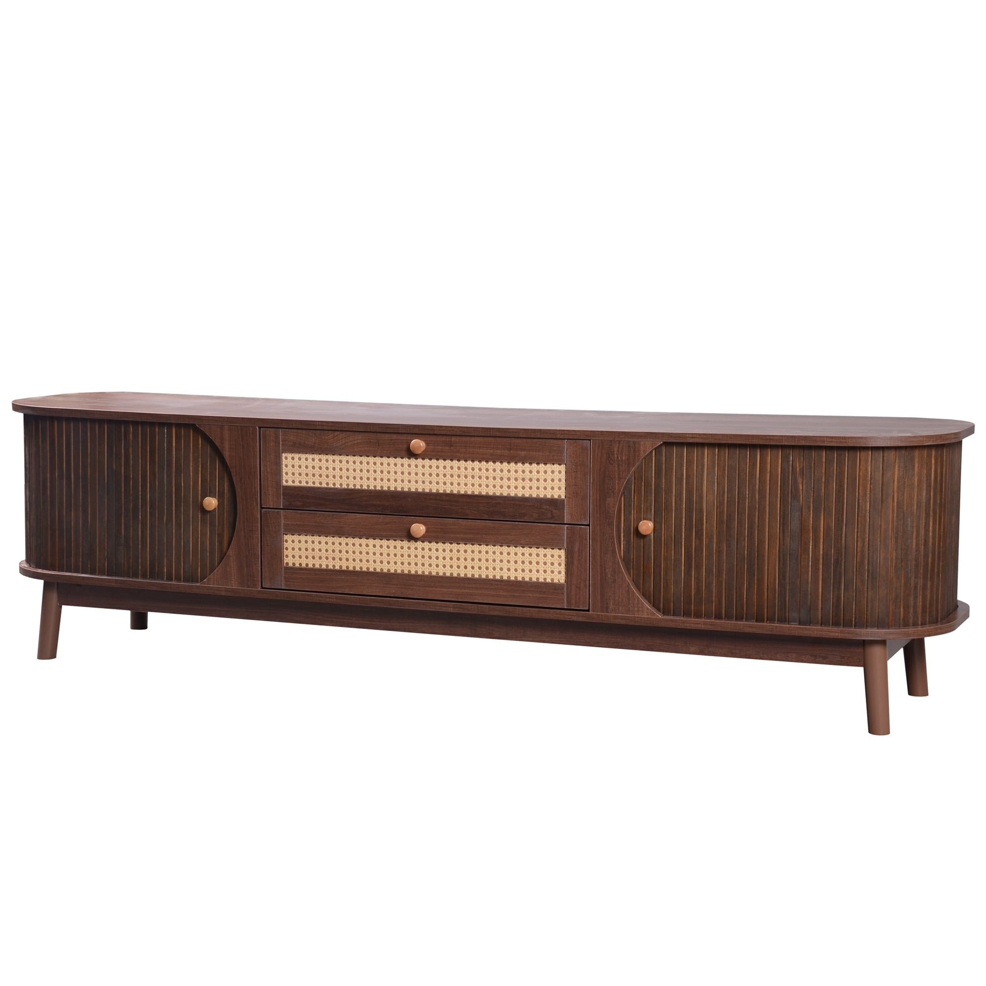 Modern Mid Century Rattan TV Stand