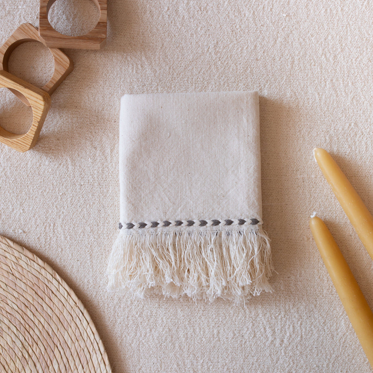 Gray Braid Detail Napkin | Set of 2