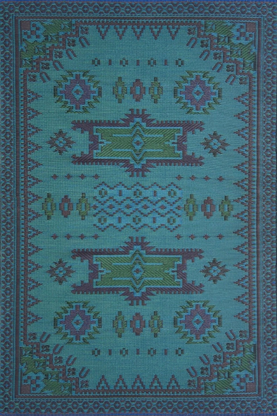 Apache Black &amp; Aqua Reversible Outdoor Mat
