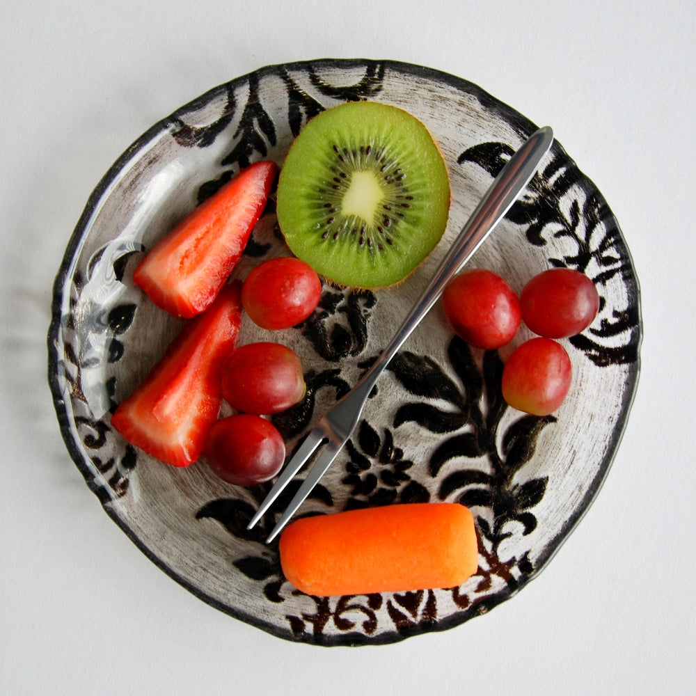 DAMASK 6.5" BLACK VELVET CANAPE PLATES - Set of 4