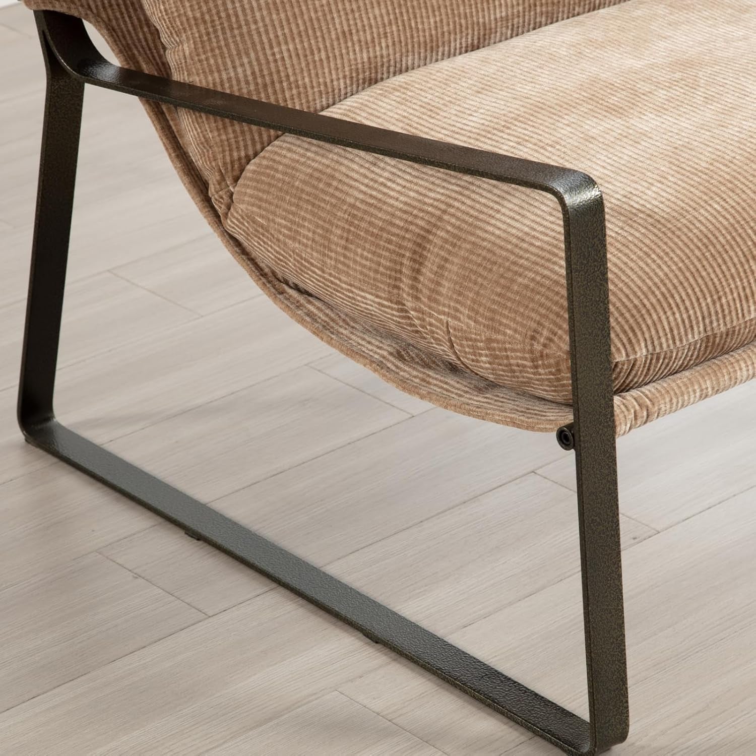 Chenille Cushion Accent Chair With Armrests in Khaki