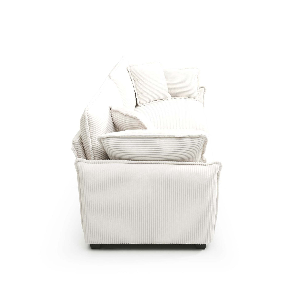 Modern 3 Piece Deep Seat Sofa Set - Beige Corduroy