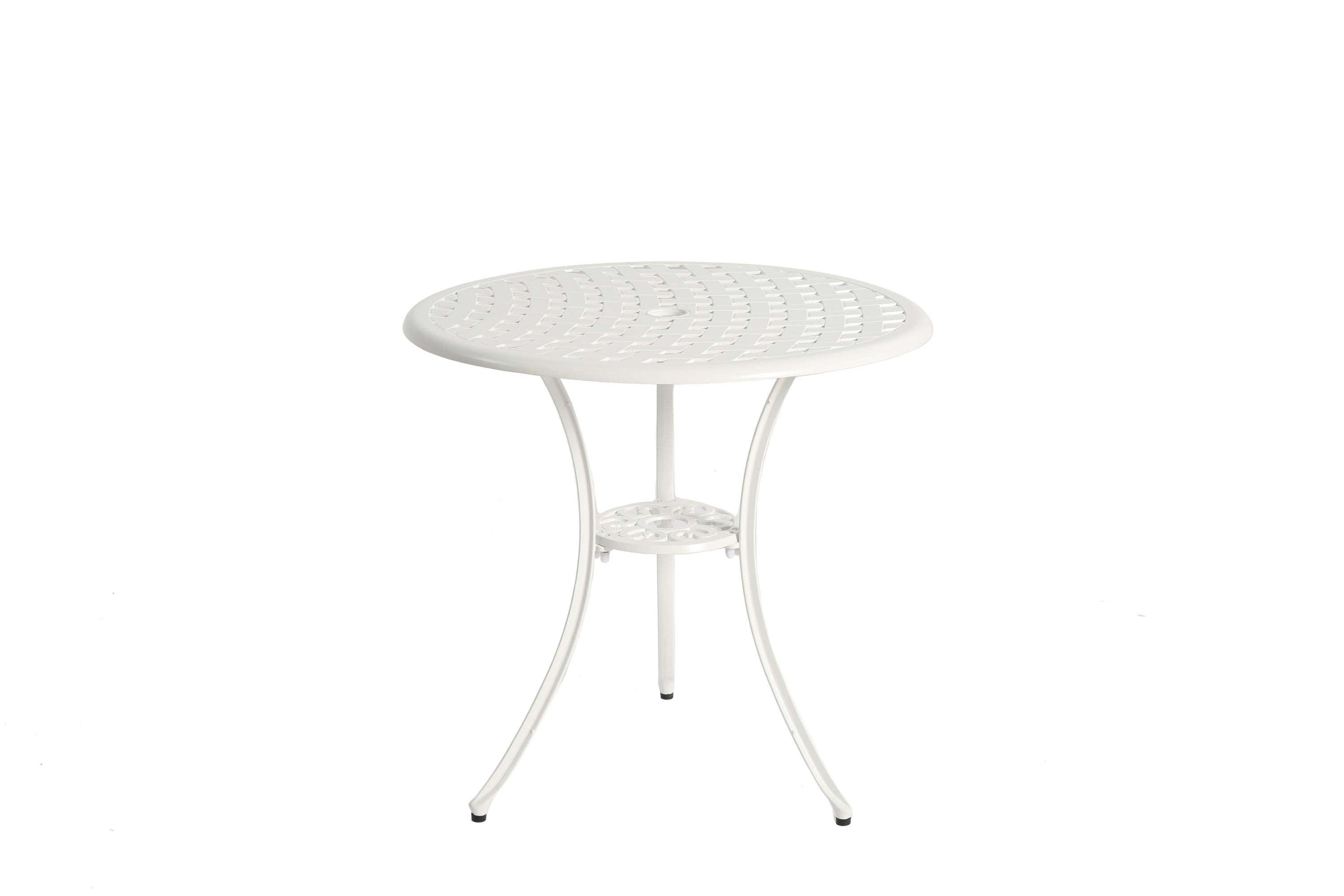 3 Piece All Weather Metal Bistro Table Set in White